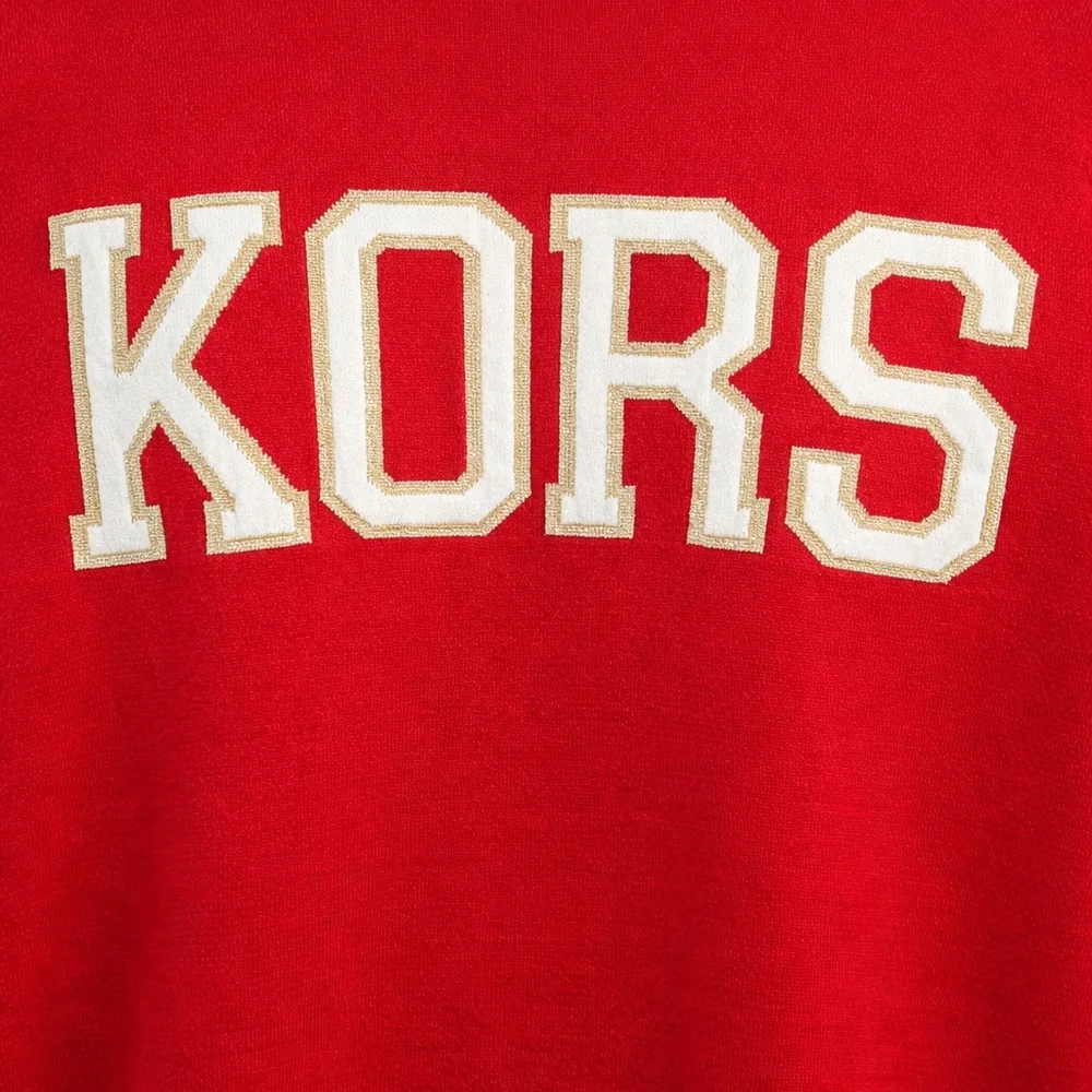 🆕️Michael Kors Red Crewneck Sweater with White and Gold Accents - Picture 4 of 6
